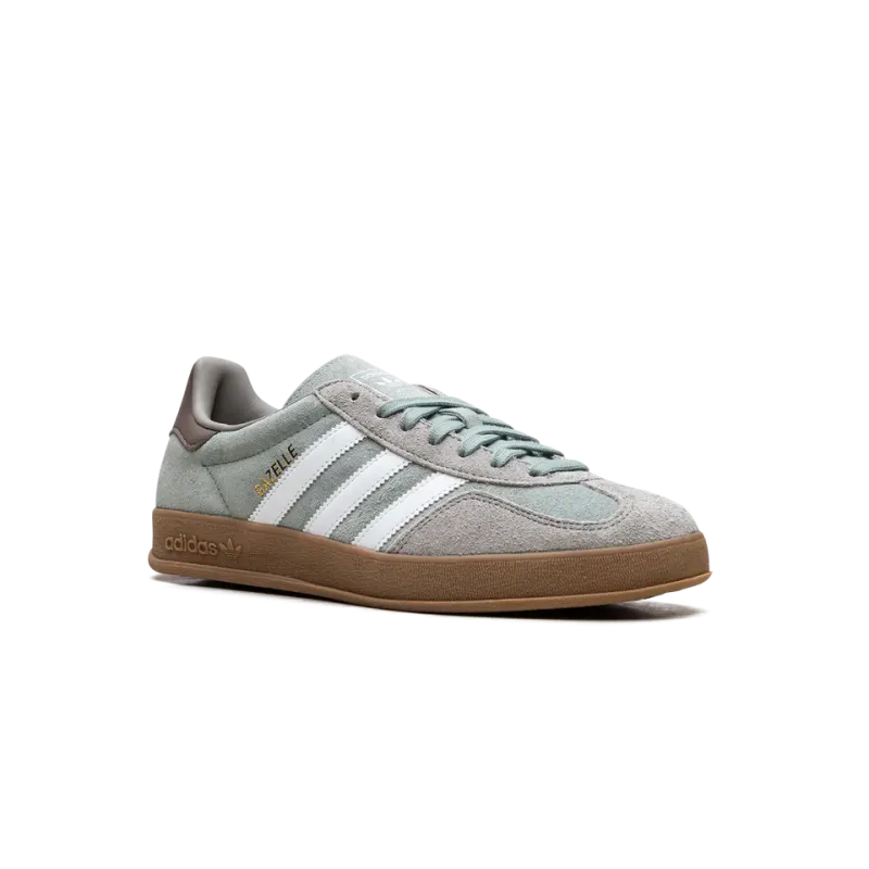 Adidas Gazelle Indoor Silver Pebble Silver Green Mens