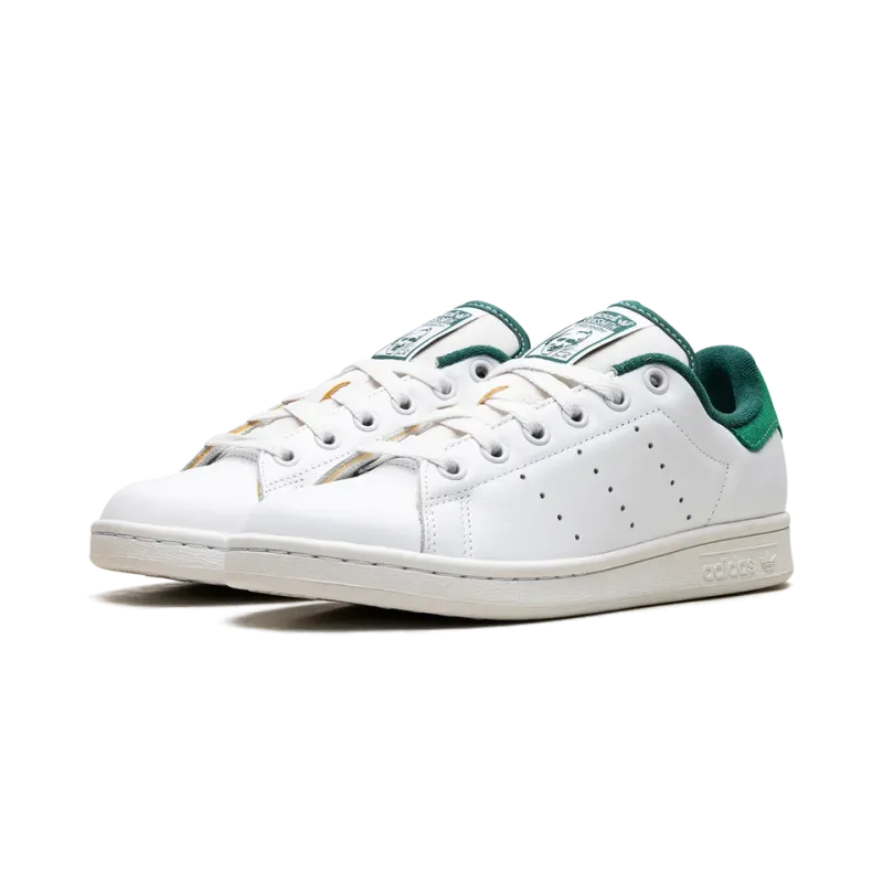 Adidas Stan Smith White Green Suede Heel Mens