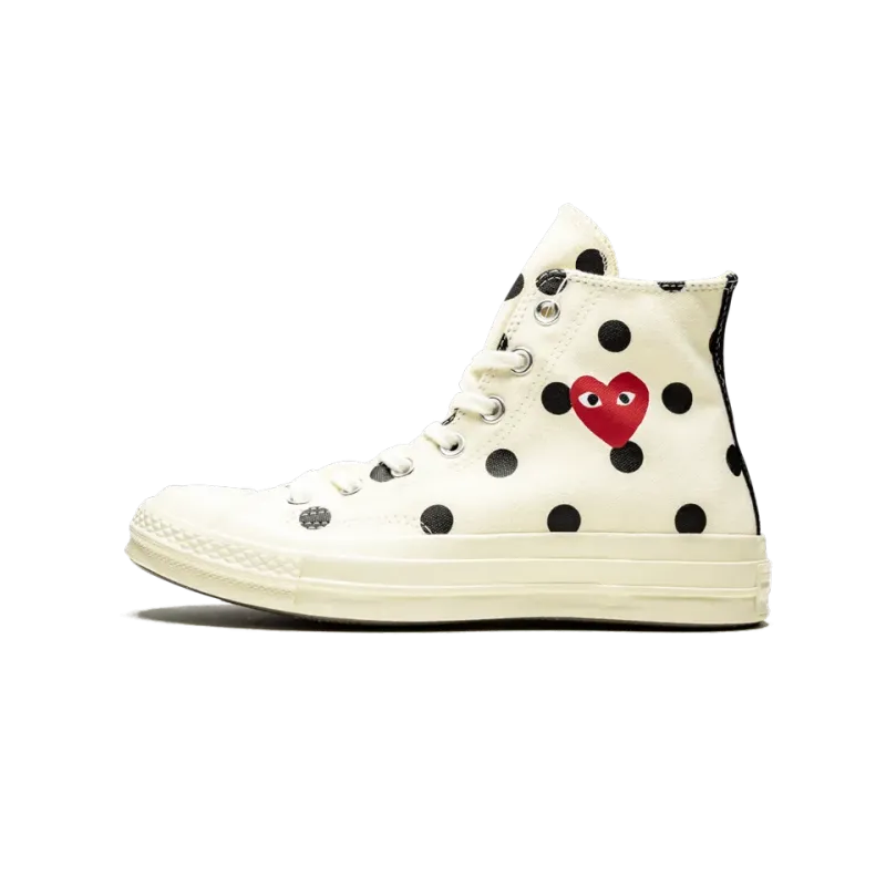 Converse Chuck 70 Hi Comme Des Gar ons PLAY / Polka Dot White Mens