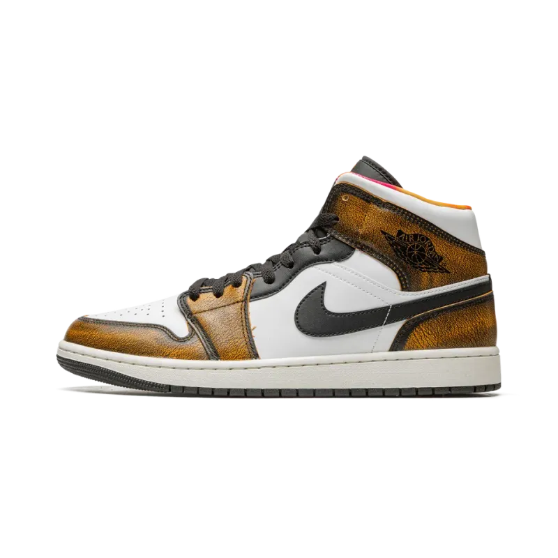 Jordan Air Jordan 1 Mid SE Orange Wear Away Mens