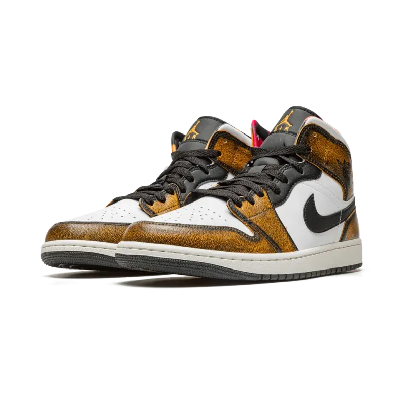 Jordan Air Jordan 1 Mid SE Orange Wear Away Mens
