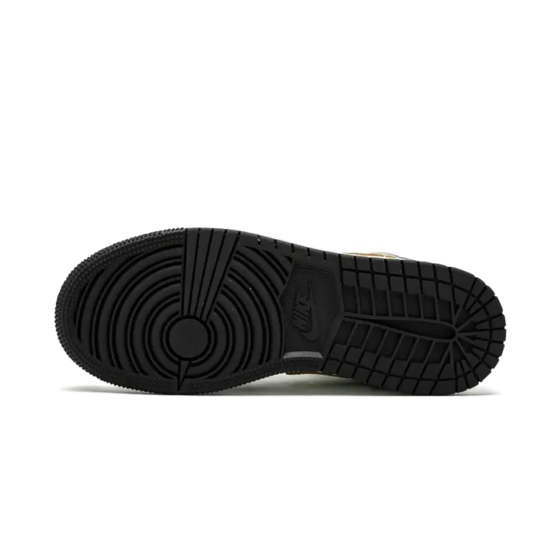 Jordan Air Jordan 1 Mid SE GS Black Gold Patent Leather Grade School