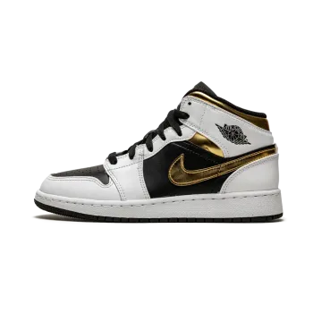 Jordan Air Jordan 1 Mid GS White / Gold / Black Grade School