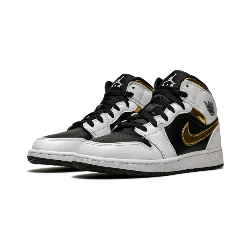 Jordan Air Jordan 1 Mid GS White / Gold / Black Grade School