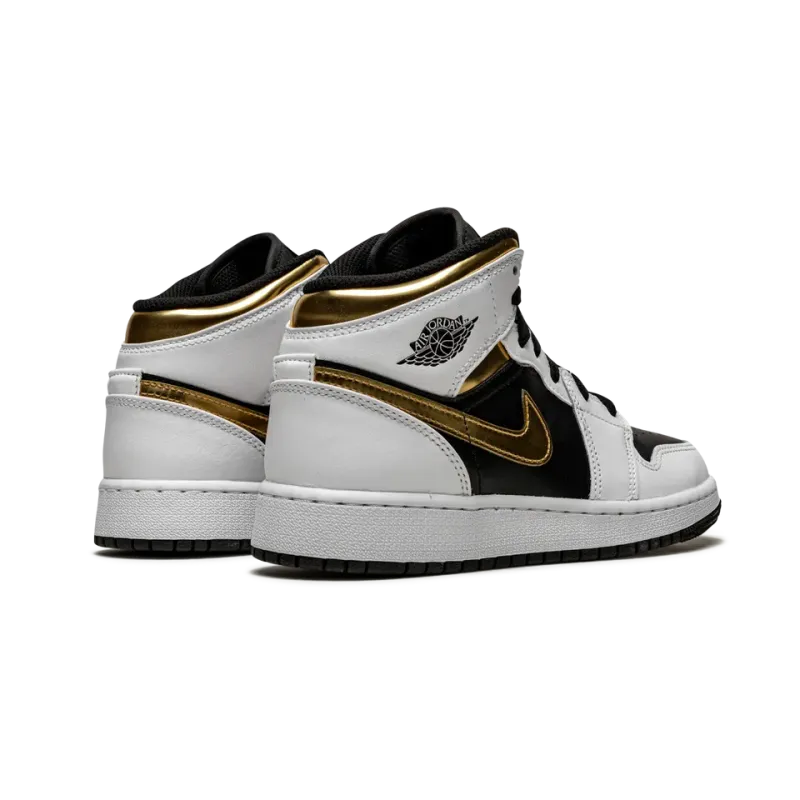 Jordan Air Jordan 1 Mid GS White / Gold / Black Grade School