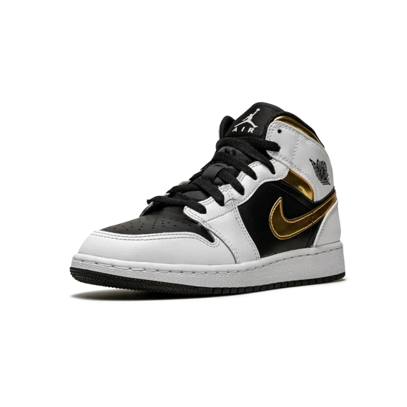 Jordan Air Jordan 1 Mid GS White / Gold / Black Grade School