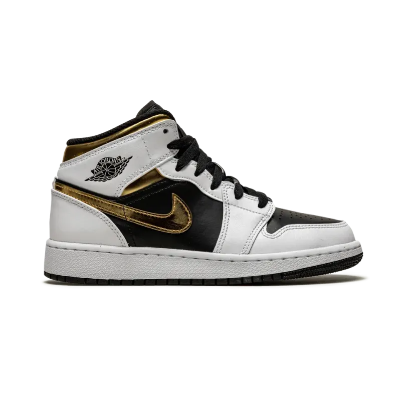 Jordan Air Jordan 1 Mid GS White / Gold / Black Grade School
