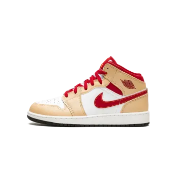 Jordan Air Jordan 1 Mid GS Beige / Red Grade School