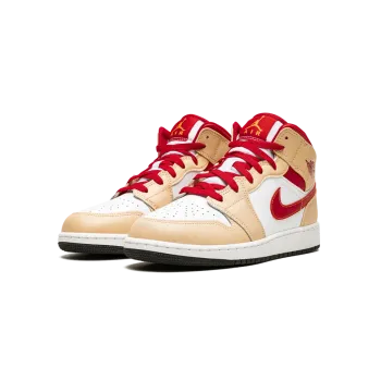 Jordan Air Jordan 1 Mid GS Beige / Red Grade School