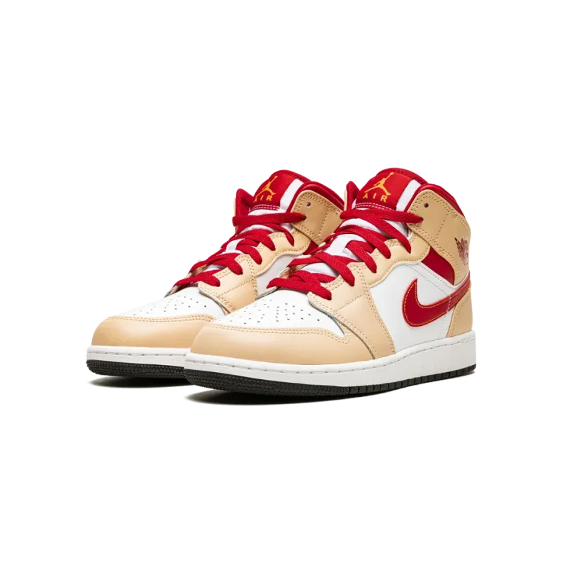 Jordan Air Jordan 1 Mid GS Beige / Red Grade School