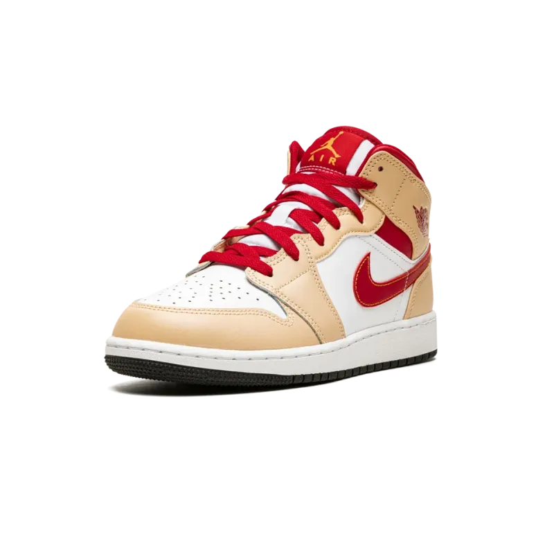 Jordan Air Jordan 1 Mid GS Beige / Red Grade School