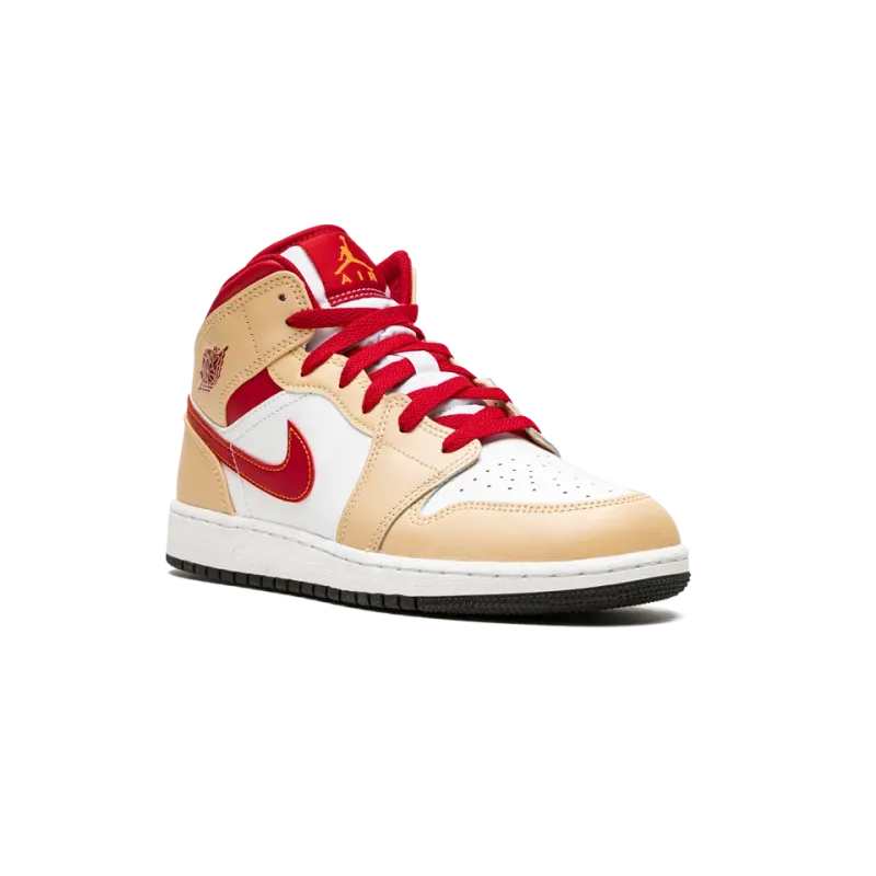Jordan Air Jordan 1 Mid GS Beige / Red Grade School