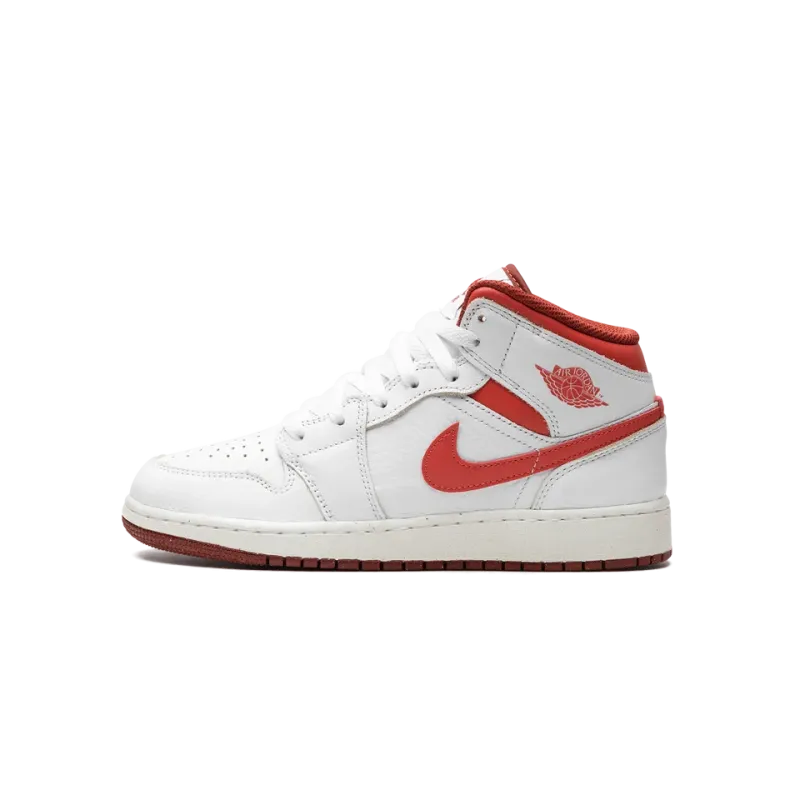 Jordan AIR JORDAN 1 MID SE GS WHITE DUNE RED Grade School