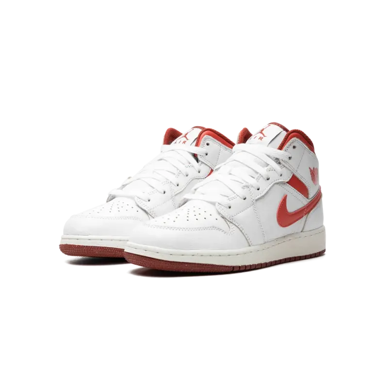Jordan AIR JORDAN 1 MID SE GS WHITE DUNE RED Grade School