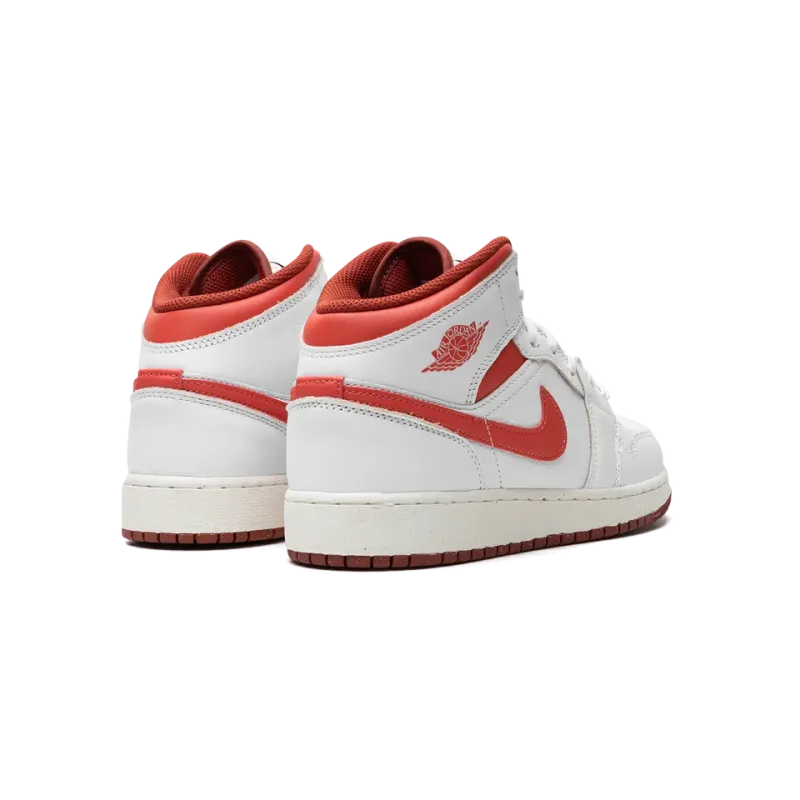 Jordan AIR JORDAN 1 MID SE GS WHITE DUNE RED Grade School