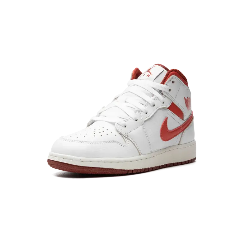 Jordan AIR JORDAN 1 MID SE GS WHITE DUNE RED Grade School