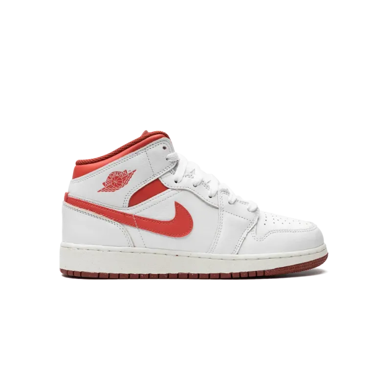 Jordan AIR JORDAN 1 MID SE GS WHITE DUNE RED Grade School