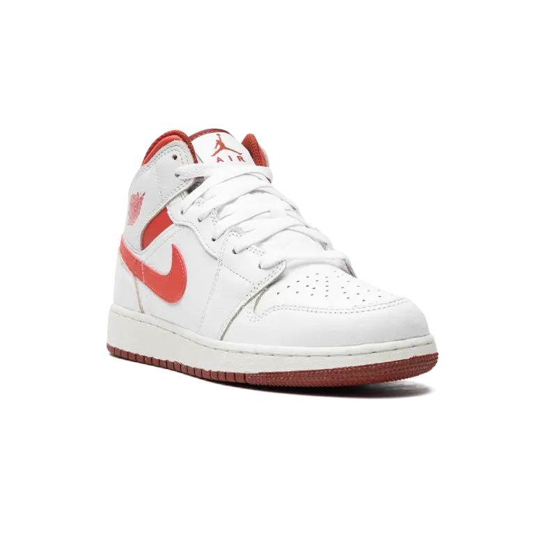Jordan AIR JORDAN 1 MID SE GS WHITE DUNE RED Grade School