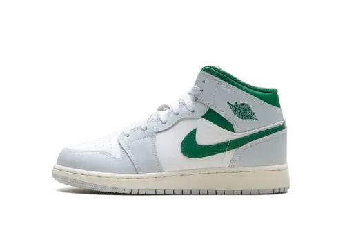 Jordan 1 Mid GS — White/Pure Platinum/Pine Green: Classic Grade-School Style