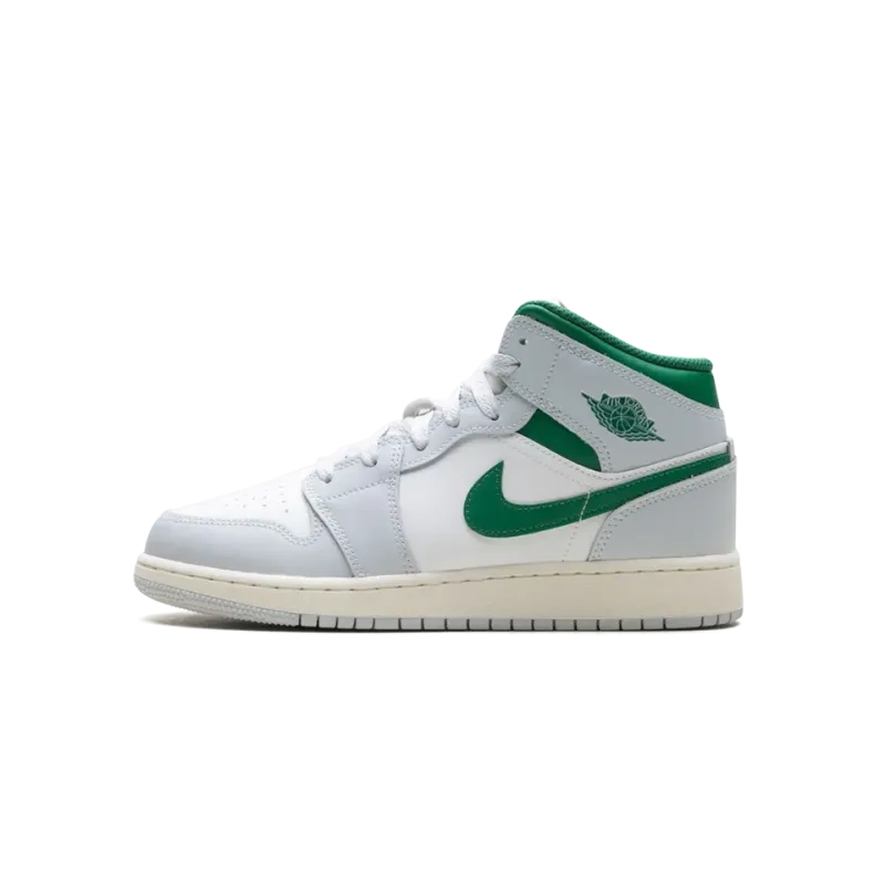 Jordan Jordan 1 Mid GS White Pure Platinum Pine Green Grade School