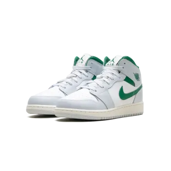 Jordan Jordan 1 Mid GS White Pure Platinum Pine Green Grade School