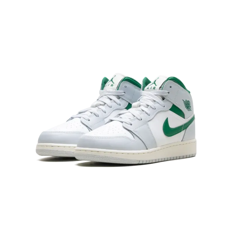 Jordan Jordan 1 Mid GS White Pure Platinum Pine Green Grade School