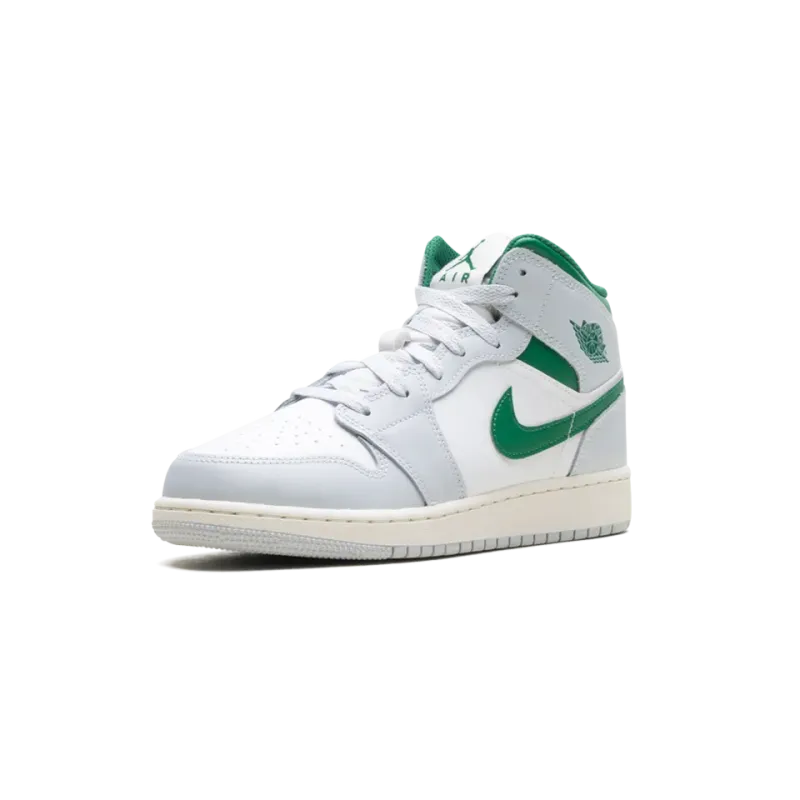 Jordan Jordan 1 Mid GS White Pure Platinum Pine Green Grade School
