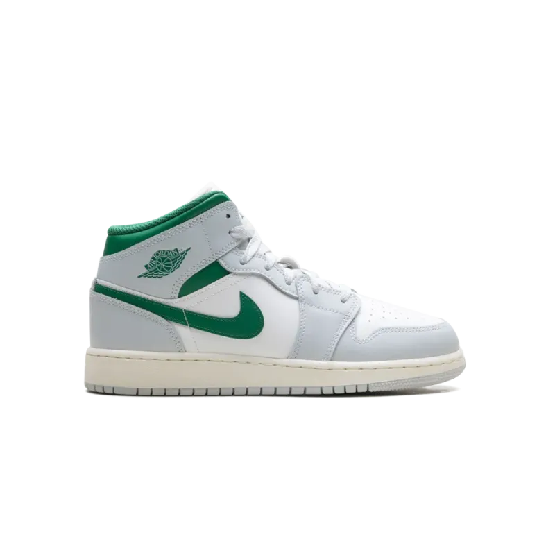 Jordan Jordan 1 Mid GS White Pure Platinum Pine Green Grade School