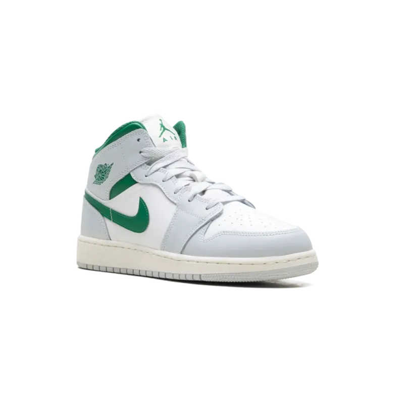 Jordan Jordan 1 Mid GS White Pure Platinum Pine Green Grade School