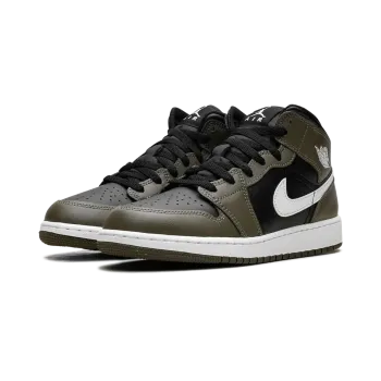 Jordan Jordan 1 Mid GS Black White Olive Grade School