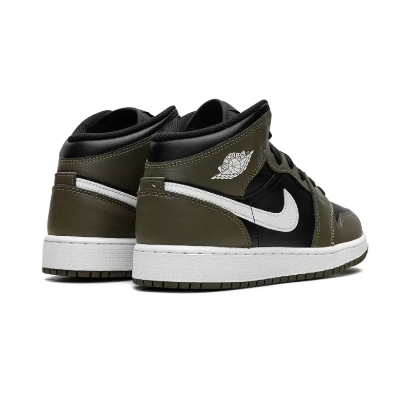 Jordan Jordan 1 Mid GS Black White Olive Grade School