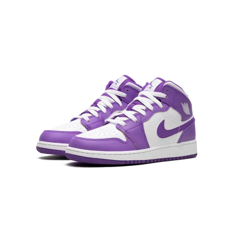 Jordan AIR JORDAN 1 MID GS White / Purple Venom Grade School