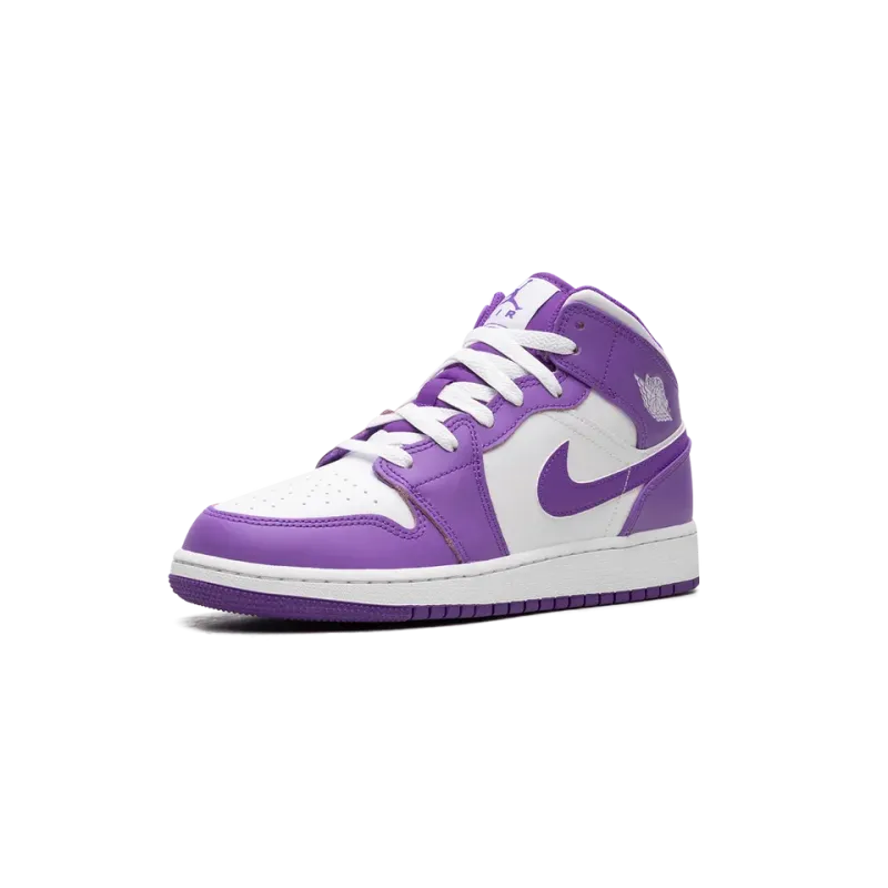 Jordan AIR JORDAN 1 MID GS White / Purple Venom Grade School