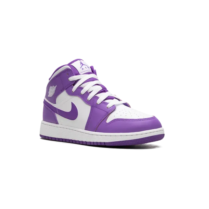 Jordan AIR JORDAN 1 MID GS White / Purple Venom Grade School