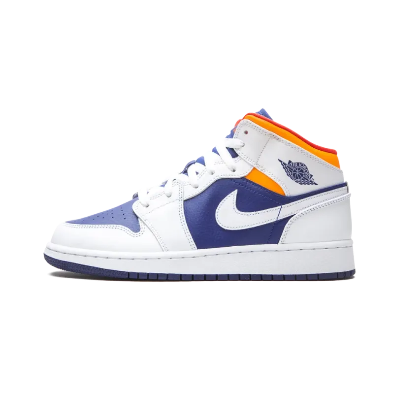 Jordan Air Jordan 1 Mid GS White Deep Royal Blue Grade School