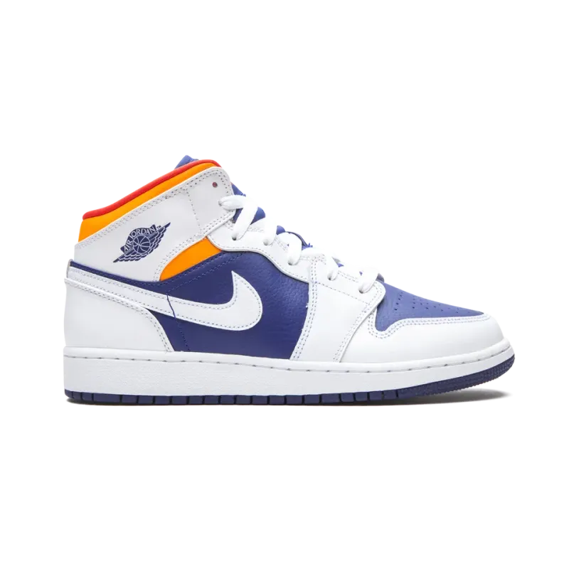 Jordan Air Jordan 1 Mid GS White Deep Royal Blue Grade School