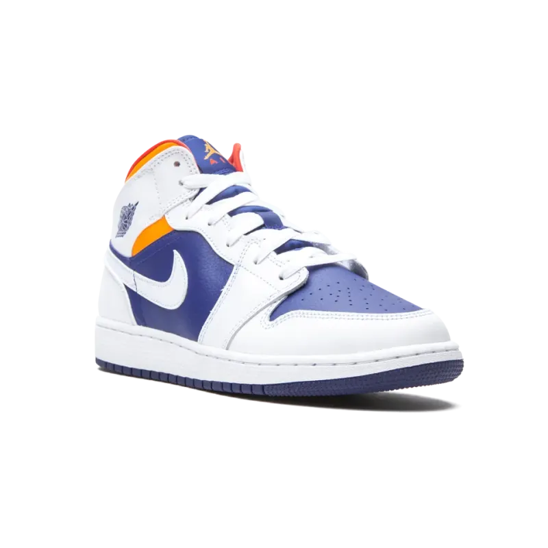 Jordan Air Jordan 1 Mid GS White Deep Royal Blue Grade School