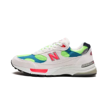 New Balance 992 White Neon Cyan Mens