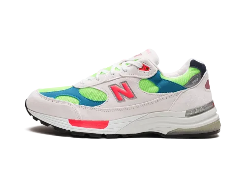 New Balance 992 White Neon Cyan Mens — Heritage Comfort Meets Modern Pop
