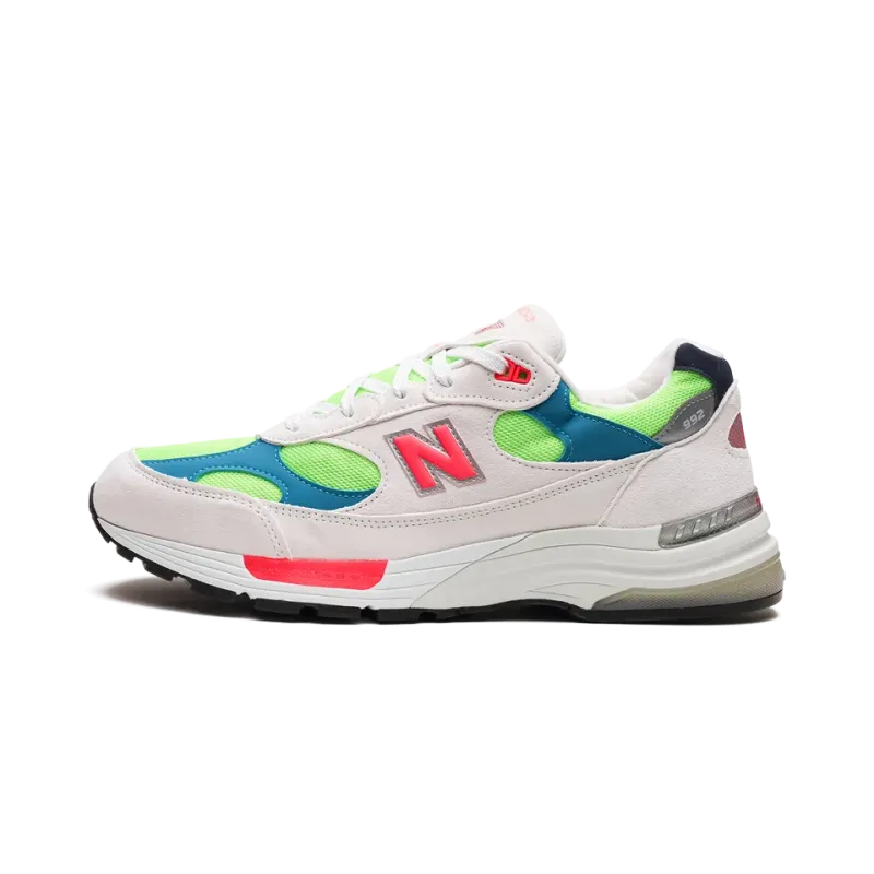 New Balance 992 White Neon Cyan Mens