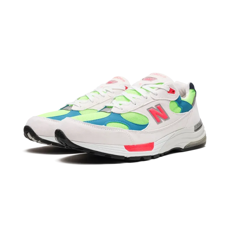 New Balance 992 White Neon Cyan Mens