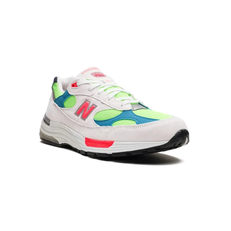 New Balance 992 White Neon Cyan Mens