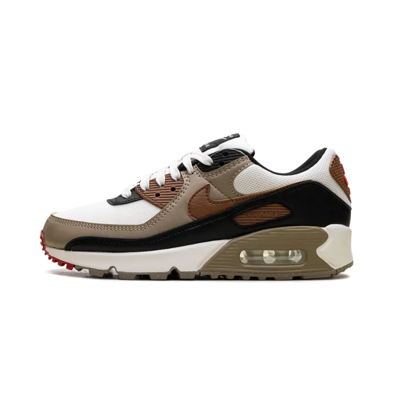 Nike Air Max 90 WMNS Phantom Black Fire Red Light British Tan Womens