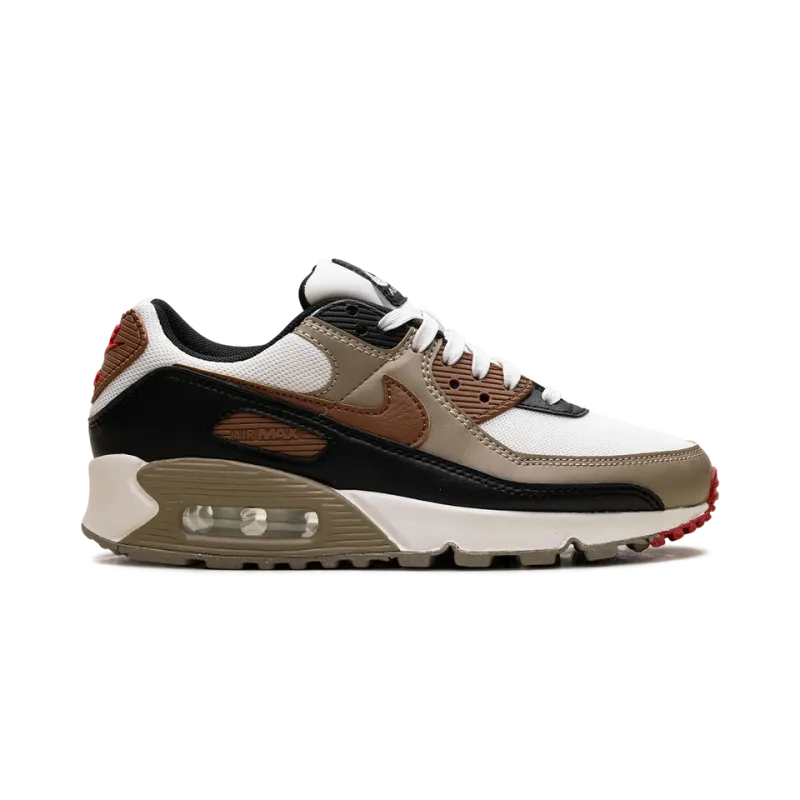 Nike Air Max 90 WMNS Phantom Black Fire Red Light British Tan Womens