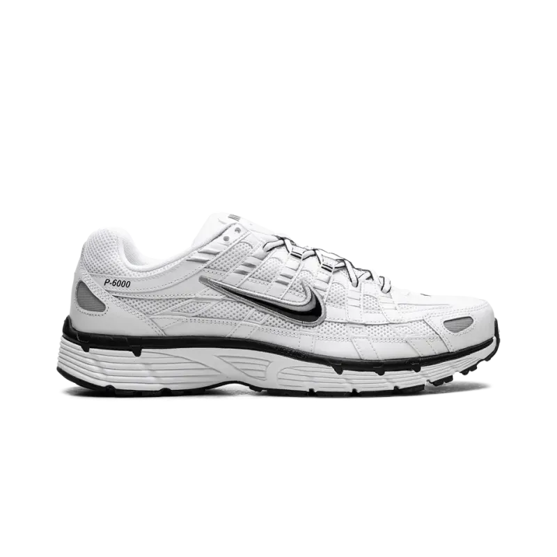 Nike P-6000 White Metallic Silver Black Mens