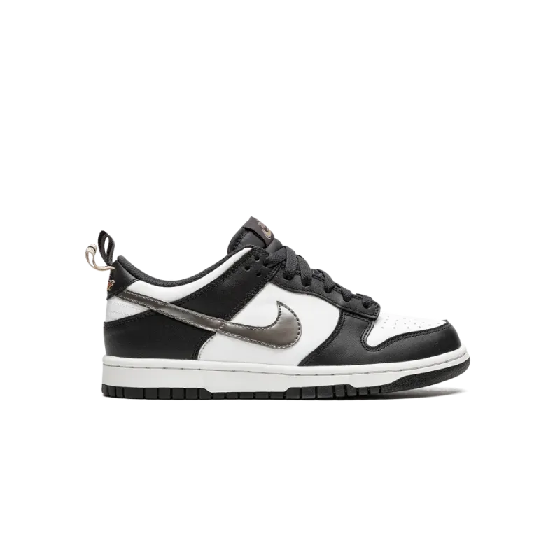 Nike Dunk Low Black White Metallic Grade School