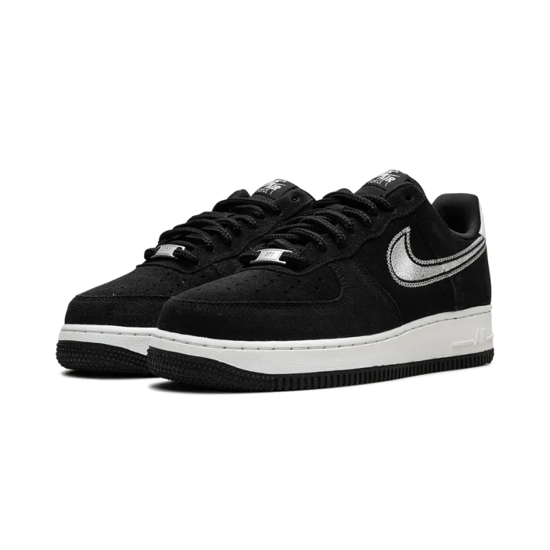 Nike Air Force 1 Low '07 LV8 Black Sail Embroidered Swoosh Mens