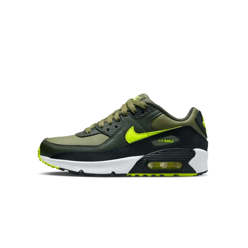 Nike Air Max 90 Leather GS Medium Olive Volt Grade School