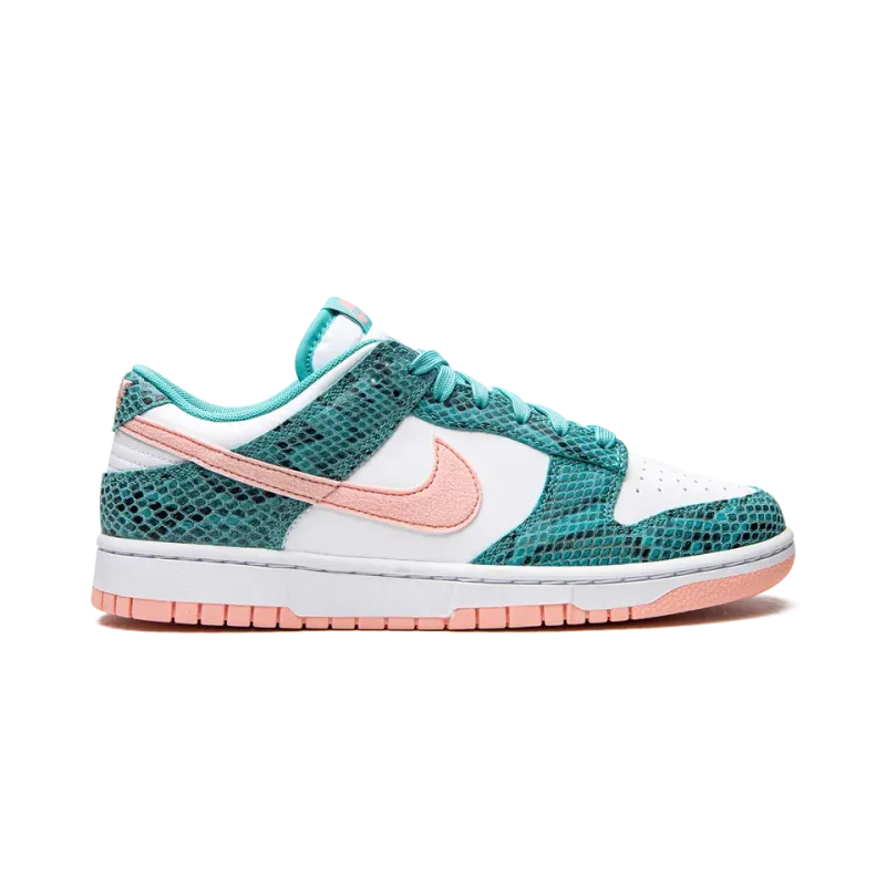 Nike Dunk Low Snakeskin Washed Teal Bleached Coral Mens