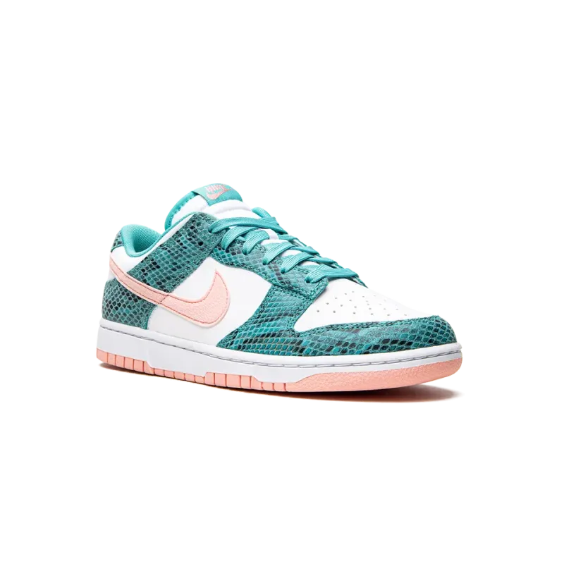 Nike Dunk Low Snakeskin Washed Teal Bleached Coral Mens